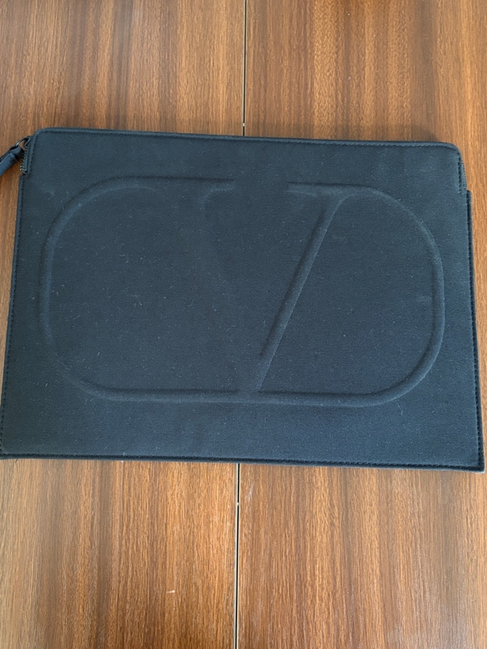 NWT Valentino Black Embossed Logo Black Laptop Pouch 10.5”x14”